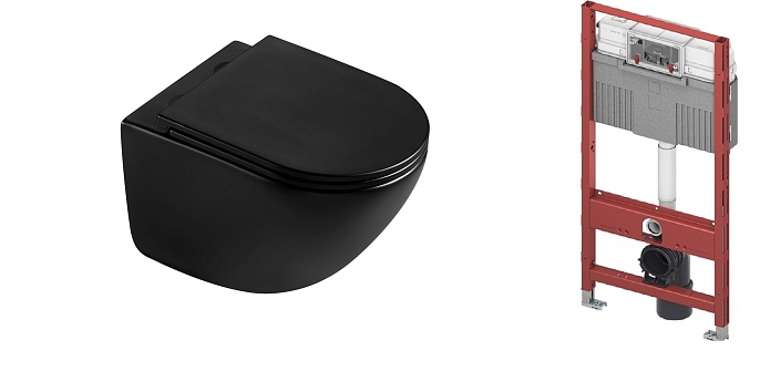 ZDC Комплект (унитаз 100008416 +инсталляция+крепеж) черный матовый