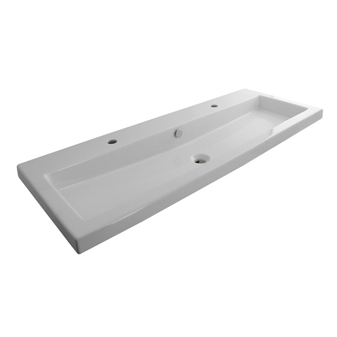 Square Раковина 120х45,4х15 см подвесная с углублением по центру, переливом и креплениями белая