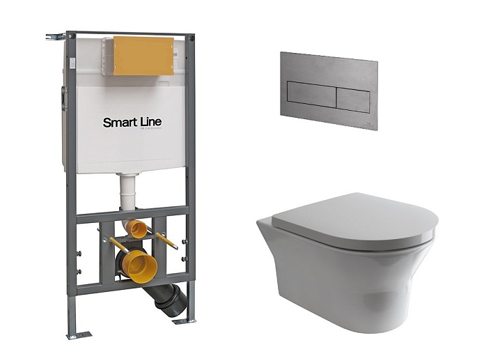 Tono Комплект (унитаз подвесной+сиденье для унитаза+инсталляция+кнопка смыва)