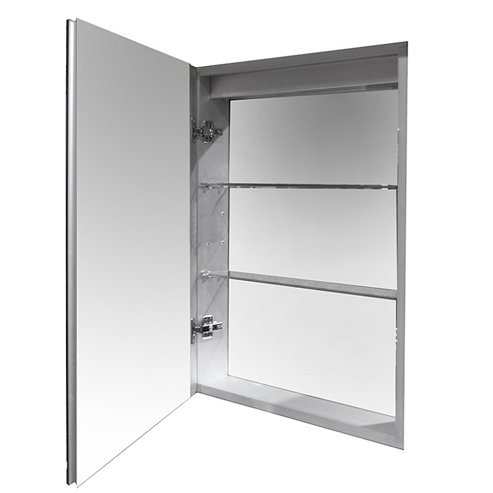 Smart Cabinets Шкаф 50 см подвесной с зеркальной стенкой, зеркальной дверцей и полками, алюминиевый профиль “soft line”