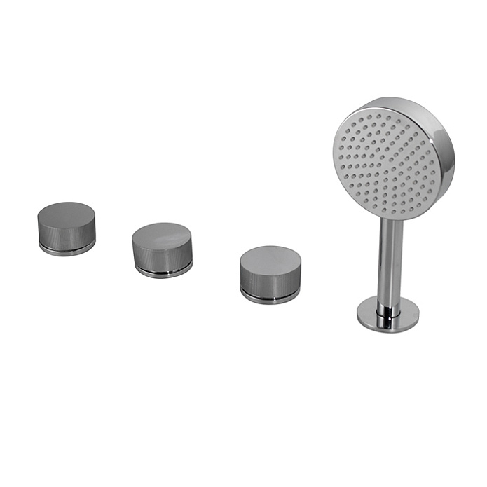 Tono Комплект смесителя (смеситель на борт ванны+переключатель+ручной душ+держатель) хром