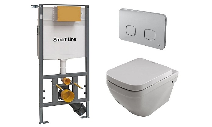 NK Concept Комплект (унитаз подвесной+сиденье для унитаза+инсталляция+кнопка смыва) белый