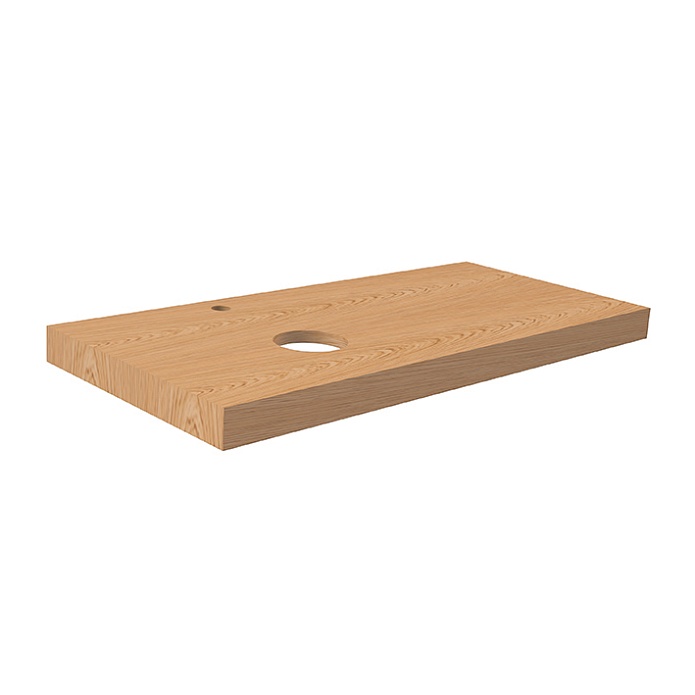 Project Wood Столешница 100 см с отделкой из шпона, с отверстием под смеситель и вырезом под раковину слева, с креплениями дуб