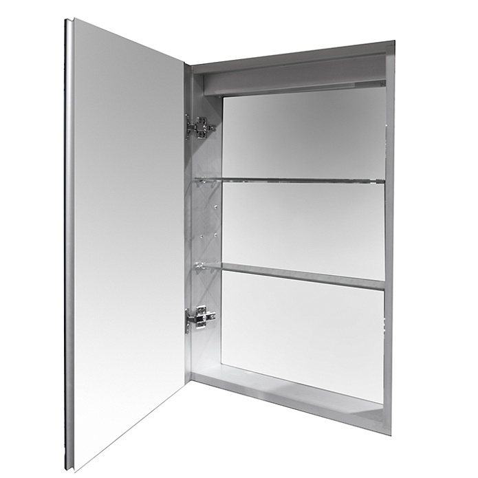 Smart Cabinets Шкаф 50 см встроенный с зеркальной стенкой, зеркальной дверцей и полками, алюминиевый профиль “soft line”
