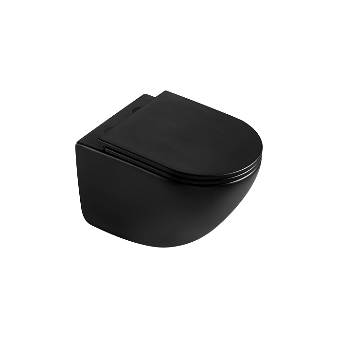 ZDC Унитаз подвесной безободковый с крышкой Rimless черный матовый
