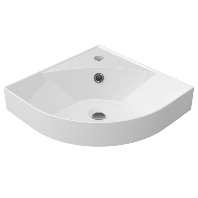One Раковина 40x40x17 см угловая крион белая глянцевая