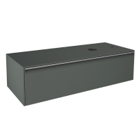 Lounge Тумба 120 см подвесная с ящиком и подстветкой серая ручка хром