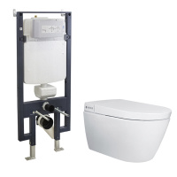 I-comfort Комплект (унитаз подвесной+сиденье с электронной крышкой+пульт управления+комплект инсталляции в тонкую стену) белый