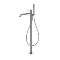Round Inox Смеситель для ванны и душа с ручным душем напольный полированная нержавеющая сталь
