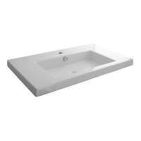 Square Раковина 80х45х9 см подвесная с углублением по центру, переливом и креплениями белая