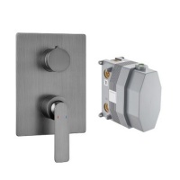 Stream Смеситель для ванны и душа с дивертором встраиваемый в стену 3 выхода (3*1/2) сталь брашированная (SmartBox в комплекте)