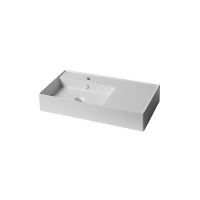 Essence-C Раковина 81х44х14 см подвесная с углублением слева сливом и креплениями белая матовая