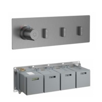 Stream Смеситель термостатический для ванны и душа встраиваемый в стену 3*GoSlide 3 выхода (3*1/2)+1 доп.*3/4 сталь брашированная (вн.эл.в комплекте)