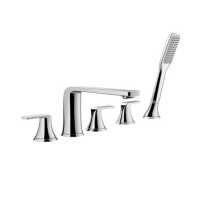 Fusion Смеситель на борт ванны с ручным душем 5-ти секционный хром (внутренний элемент в комплекте)