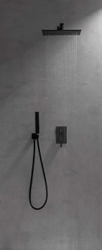 Urban Комплект для душа (верхний душ+кронштейн+ручной душ+гибкий шланг+смеситель однорычажный) черный