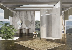 Libero 5000 Душевое ограждение 100х200 см хром/полированный алюминий стекло дымчатое правое Protect с полотенцедержателем