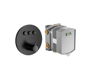 Moonlight Смеситель термостатический для ванны и душа встраиваемый в стену на 3 выхода черный матовый (SmartBox в комплекте)