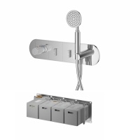 Ascend Смеситель термостатический на два выхода с ручным душем и гибким шлангом (внутренняя часть в комплекте) хром