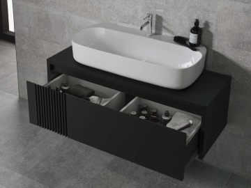  Arquitect Комплект мебели черный (тумба+раковина+донный клапан+зеркало+бра)