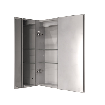 Smart Cabinets Шкаф 80x76,2x10 см встроенный с двумя дверцами и полками зеркальный хром