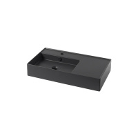 Essence-C Раковина 81х44х14 см подвесная с углублением слева сливом и креплениями черная матовая