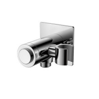 Подвод воды настенный с держателем ручного душа и запорной кнопкой GoClick хром 