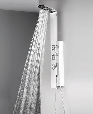 Due Душевая панель 139х17х43,5 см с термостатическим смесителем и ручным душем белая