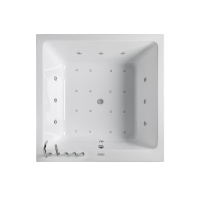 Soleil Square Ванна 160x160 см встроенная комплектация Fusion со смесителями на борт ванны белая