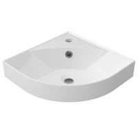 One Раковина 40x40x17 см угловая крион белая глянцевая