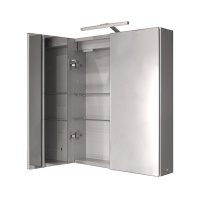 Smart Cabinets Шкаф 80 см подвесной с зеркальной стенкой, 2-мя зеркальными дверцами и полками, с подсветкой хром