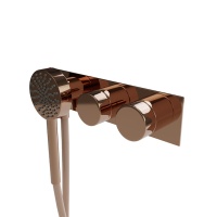Tono Комплект смесителя (наружная часть термостата+подвод воды+магнитный держатель+гибкий шланг+ручной душ) медь