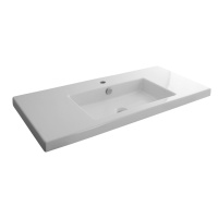 Square Раковина 100х45х14,8 см подвесная с углублением по центру, переливом и креплениями белая
