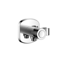 Подвод воды настенный с держателем ручного душа и запорной кнопкой GoClick хром