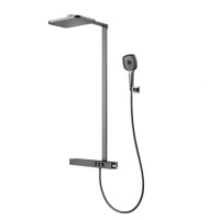 Stream Душевая колонна термостатическая 3*GoClick-V+верхний душ 31,2х21,8 см+ручной душ 3 функции сталь брашированная
