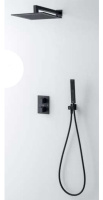Square Комплект для душа (верхний душ+кронштейн+ручной душ+держатель+гибкий шланг+смеситель термостатический) черный