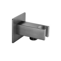 Подвод воды настенный с держателем ручного душа сталь брашированная