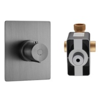 Stream Смеситель термостатический для ванны и душа встраиваемый в стену 2 выхода (2*3/4) сталь брашированная (Встроенный элемкент в комплекте)