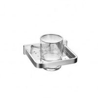 Sofija Стакан стекло прозрачное с держателем латунным сталь брашированная