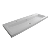 Square Раковина 120х45,4х15 см подвесная с углублением по центру, переливом и креплениями белая