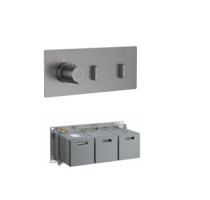 Stream Смеситель термостатический для ванны и душа встраиваемый в стену 2*GoSlide 2 выхода (2*1/2)+1 доп.*3/4 сталь брашированная (SmartBox в компл.)