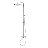 Tec Round Душевая колонна 179x29x58 см со смесителем однорычажным, верхним и ручным душем, изливом хром