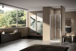 Stila 2000 Душевое ограждение 100x195 см полированный алюминий стекло прозрачное с матовой зоной Protect